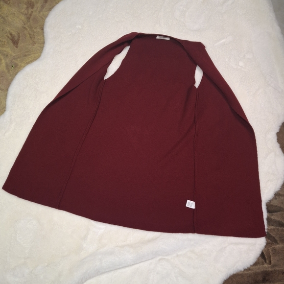 Cocogio Open-Front Sleeveless Pocket Merino Wool Maroon Long Vest Sweater Medium - Picture 12 of 16